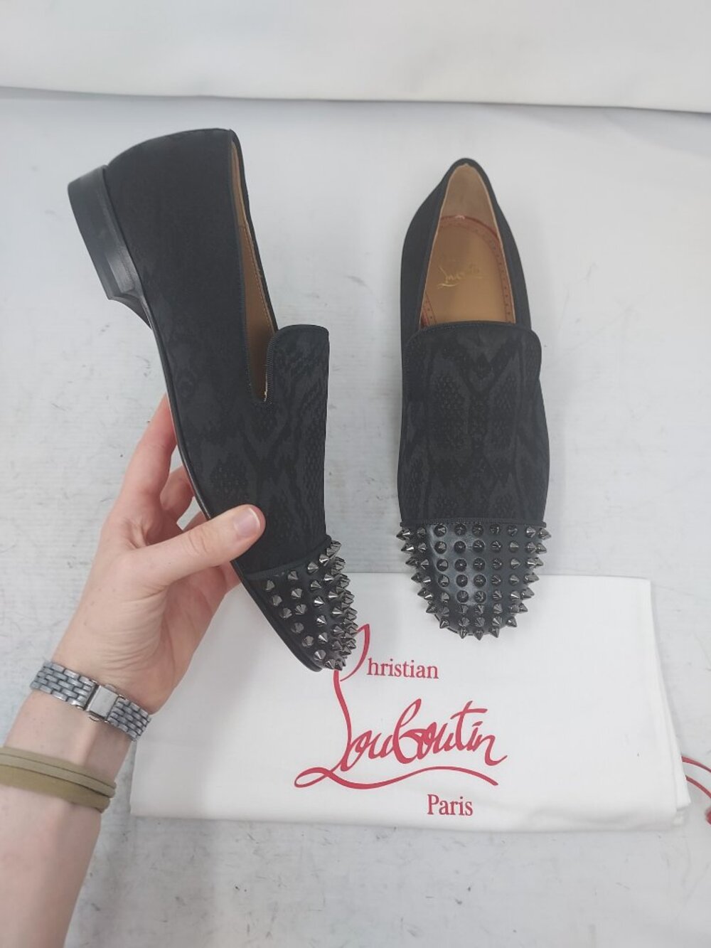 Christian Louboutin MENS Black Spooky Spike Stud Loafer
